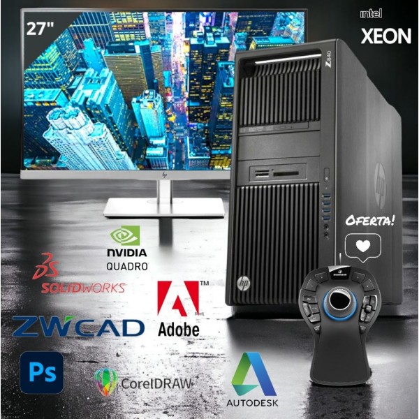 Workstation Gráfica HP Z840 Duplo Xeon E5-2699v3 (36 Cores)  + Monitor HP EliteDisplay E273 27" (5Ms)  W PRO (oferta) 