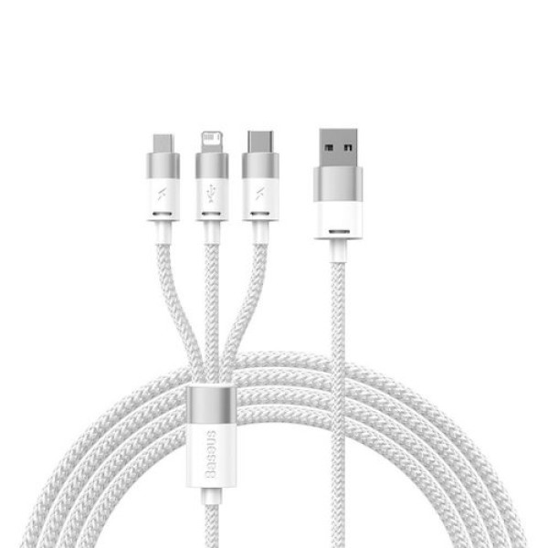 Cabo Carregamento Rápido Starspeed 3em1 Usb To M+L+C 3.5A 1.2M Branco