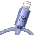 Cabo Carregamento Rápido Usb - Lightning 2.4A Crystal Shine 2M Roxo