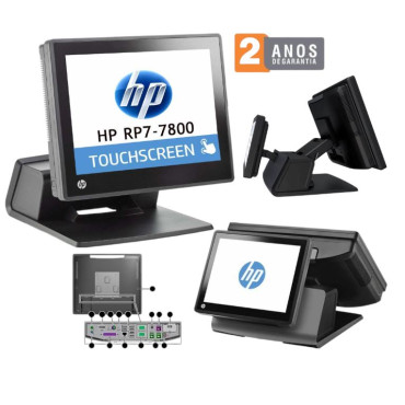 POS HP RP7 7800 15" RESISTIVE TOUCHSCREEN INTEL G850 4GB SSD 128GB ( Com Visor Cliente) W10 PRO